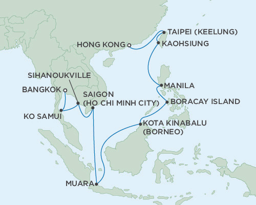 Cruises Around The World Seven Seas Navigator February 3-20 2025 Bangkok (Laem Chabang), Thailand To Hong Kong, China