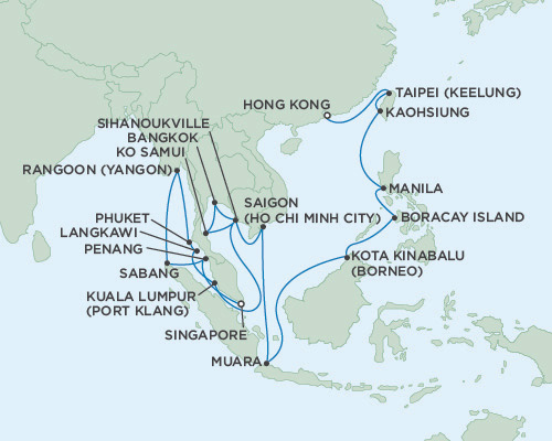 Cruises Around The World Seven Seas Voayger January 18 February 20 2025 Singapore to Hong Kong, China