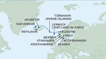 Cruises Around The World Seven Seas Voyager July 11-23 2025 Reykjavik, Iceland to Copenhagen, Denmark