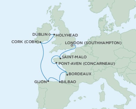 Cruises Around The World Seven Seas Voyager June 16-26 2025 London (Southampton), England to Dublin, Ireland