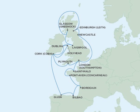 Cruises Around The World Seven Seas Voyager June 6-26 2025 London (Southampton), England to Dublin, Ireland