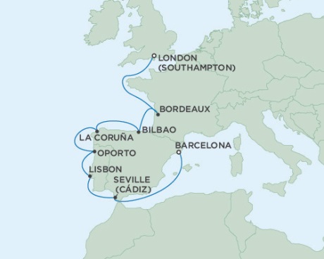 Cruises Around The World Seven Seas Voyager October 4-14 2025 London (Southampton), England to Barcelona, Spain