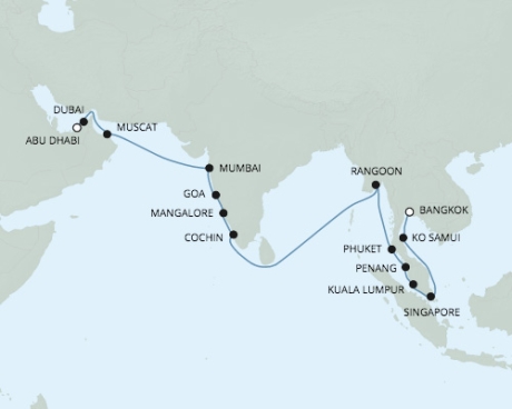 LUXURY CRUISES FOR LESS Seven Seas Voyager - RSSC April 8 May 2 2020 Cruises Laem Chabang, Thailand to Abu Dhabi, United Arab Emirates