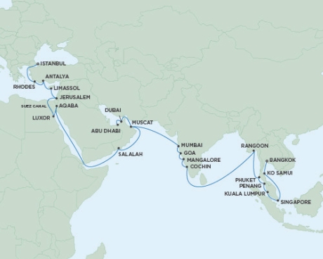 Cruises Around The World Seven Seas Voyager - RSSC April 8 May 22 2023 Cruises Laem Chabang, Thailand to Istanbul, Turkey