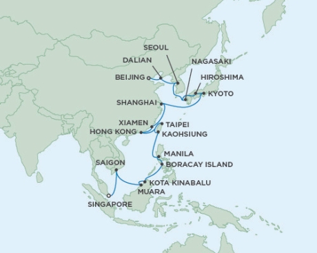 LUXURY CRUISES - Penthouse, Veranda, Balconies, Windows and Suites Seven Seas Voyager - RSSC February 20 March 23 2020 Cruises Singapore, Singapore to Tianjin, China