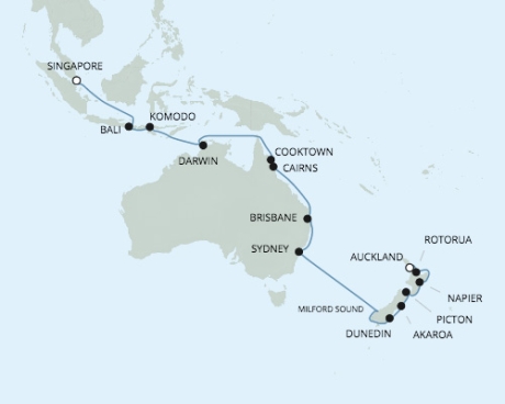 LUXURY CRUISES FOR LESS Seven Seas Voyager - RSSC January 26 February 20 2020 Cruises Auckland, New Zealand to Singapore, Singapore