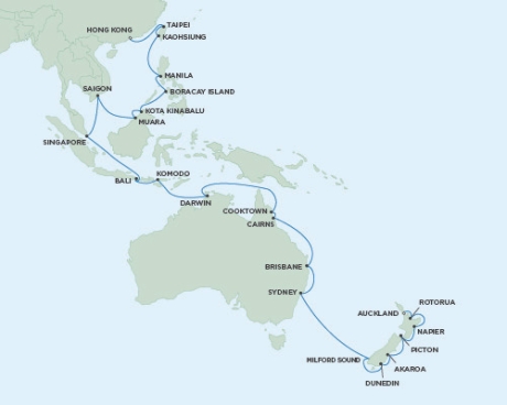 LUXURY CRUISES - Penthouse, Veranda, Balconies, Windows and Suites Seven Seas Voyager - RSSC January 26 March 7 2020 Cruises Auckland, New Zealand to Hong Kong, China