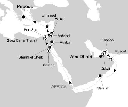 Luxury Cruises Just Silversea Silver Cloud April 1-19 2027 Abu Dhabi, United Arab Emirates to Piraeus, Greece