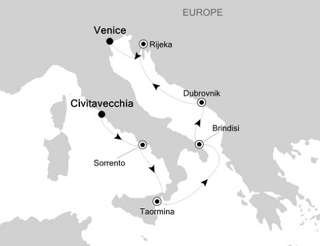 LUXURY CRUISES - Penthouse, Veranda, Balconies, Windows and Suites Silversea Silver Cloud April 29 May 6 2022 Civitavecchia (Rome) to Venice