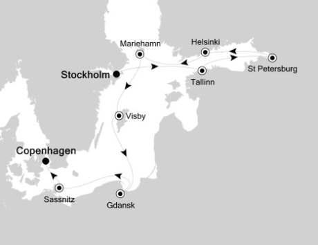 Cruises Around The World Silversea Silver Cloud August 8-18 2026 Stockholm, Sweden to Copenhagen, Denmark