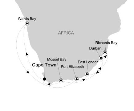 Cruises Around The World Silversea Silver Cloud January 4-18 2026 Cape Town, South Africa to Cape Town, South Africa