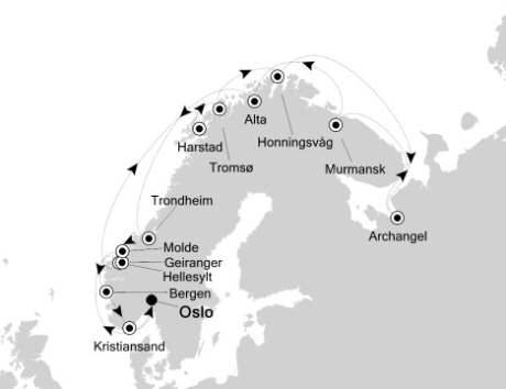 Cruises Around The World Silversea Silver Cloud June 20 July 7 2026 Oslo, Norway to Oslo, Norway