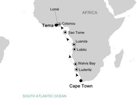 LUXURY CRUISES - Penthouse, Veranda, Balconies, Windows and Suites Silversea Silver Cloud March 3-16 2022 Cape Town to Accra