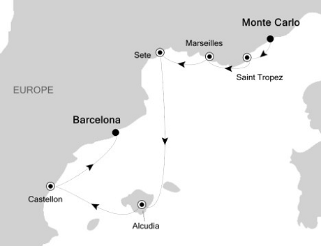 Silversea Silver Cloud September 16-23 2016 Monte Carlo to Barcelona