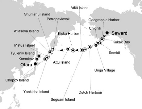Cruises Around The World Silversea Silver Discoverer August 16 September 2 2025 Seward, Alaska to Otaru
