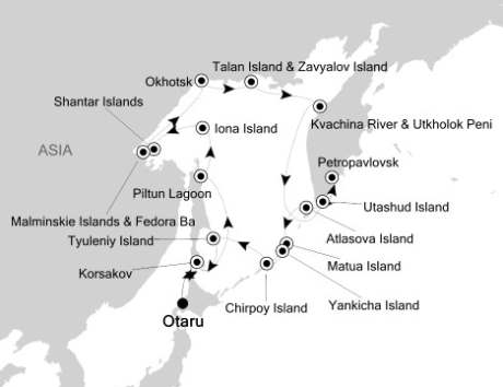 Cruises Around The World Silversea Silver Discoverer August 29 September 16 2026 Otaru, Japan to Otaru, Japan