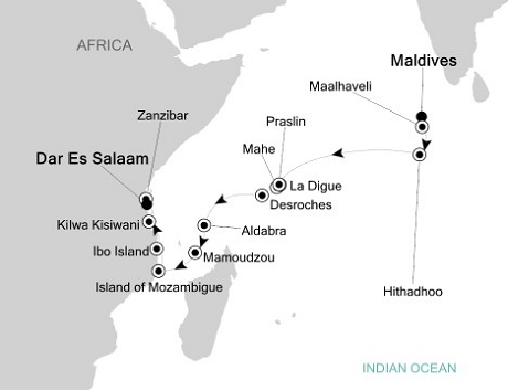 Cruises Around The World Silversea Silver Discoverer December 17 2025 January 3 2026 Male to Dar Es Salaam
