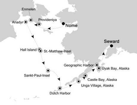 Cruises Around The World Silversea Silver Discoverer July 11-23 2025 Nome, Alaska to Seward, Alaska