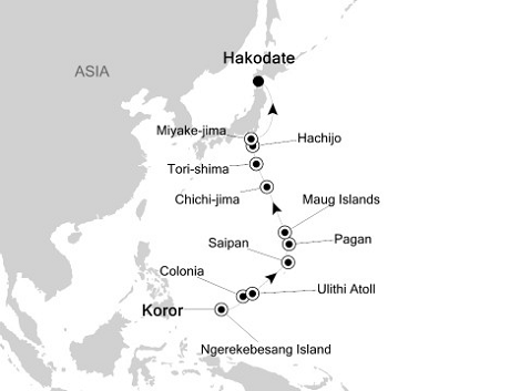 Cruises Around The World Silversea Silver Discoverer June 11-25 2025 Koror to Hakodate