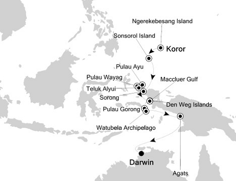 Cruises Around The World Silversea Silver Discoverer March 14-28 2025 Koror to Darwin
