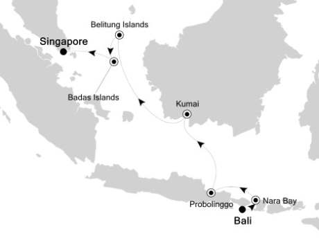 Cruises Around The World Silversea Silver Discoverer November 23 December 1 2026 Benoa (Bali), Indonesia to Singapore, Singapore