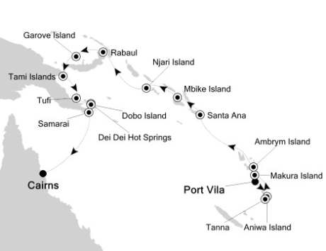 Cruises Around The World Silversea Silver Discoverer October 25 November 9 2026  Port Vila, Vanuatu to Cairns, Australia