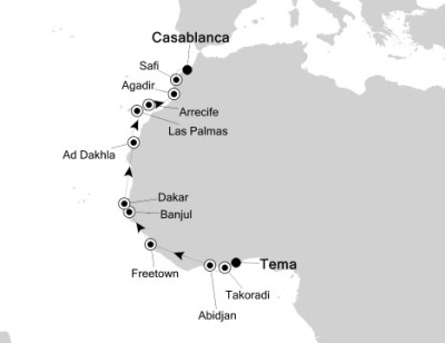 Cruises Around The World Silversea Silver Explorer April 17 May 3 2026 Tema, Ghana to Casablanca, Morocco