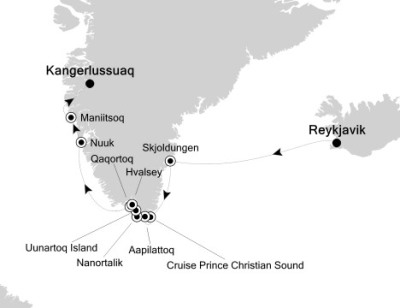 Cruises Around The World Silversea Silver Explorer August 22-31 2026 Reykjavk, Iceland to Kangerlussuaq, Greenland