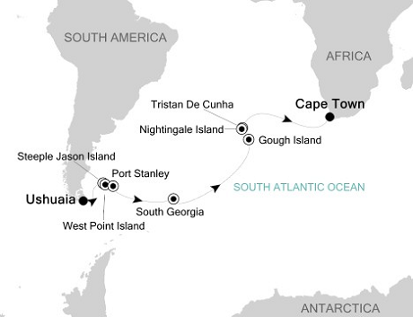 Luxury Cruises Just Silversea Silver Explorer March 1-23 2026 Ushuaia to Cape Town