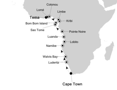 Luxury Cruises Just Silversea Silver Explorer March 30 April 17 2027 Cape Town, South Africa to Tema, Ghana
