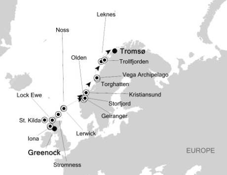 LUXURY CRUISES - Penthouse, Veranda, Balconies, Windows and Suites Silversea Silver Explorer May 31 June 11 2022 Greenock (Glasgow), to Tromso