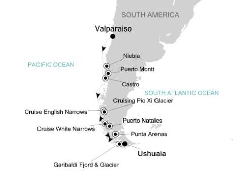 Cruises Around The World Silversea Silver Explorer November 8-20 2026 Valparaso, Chile to Ushuaia, Argentina