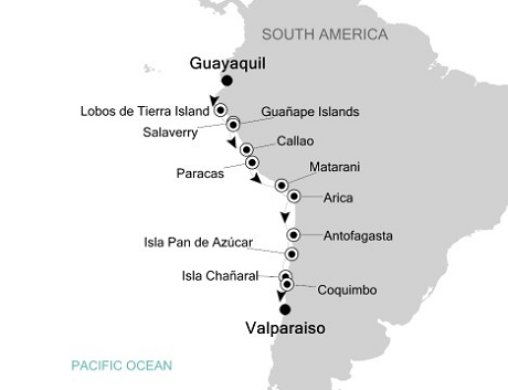 LUXURY CRUISES - Penthouse, Veranda, Balconies, Windows and Suites Silversea Silver Explorer October 31 November 15 2022 Guayaquil to Valparaso, Chile