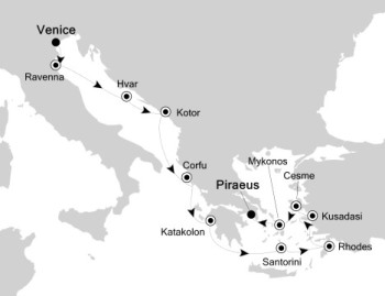 Luxury Cruises Just Silversea Silver Muse July 3-15 2027 Venice, Italy to Athens (Piraeus), Greece