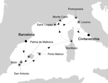 Luxury Cruises Just Silversea Silver Muse June 9-21 2027 Barcelona, Spain to Rome (Civitavecchia), Italy