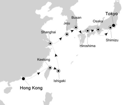 Cruises Around The World Silversea Silver Shadow April 19 May 4 2026 Hong Kong, China to Tokyo, Japan