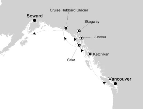 Silversea Silver Shadow August 17-24 2017 Vancouver, Canada to Seward, AK, United States