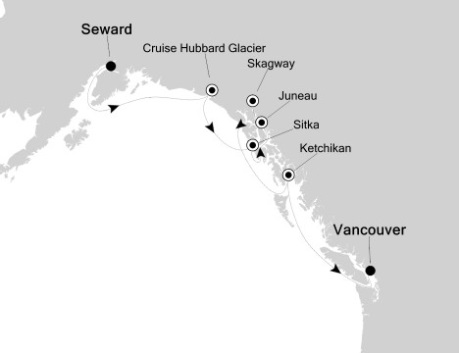 Luxury Cruises Just Silversea Silver Shadow August 24-31 2027 Seward, AK, United States to Vancouver, Canada