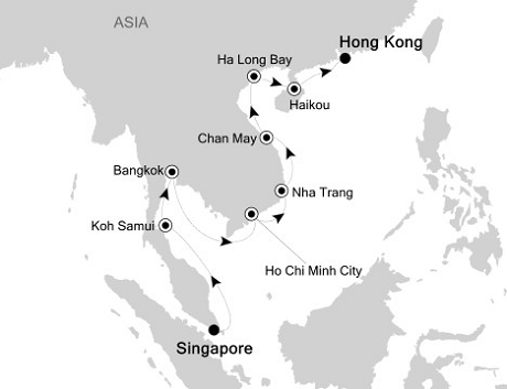 Cruises Around The World Silversea Silver Shadow December 20 2025 January 4 2026 Singapore to Hong Kong