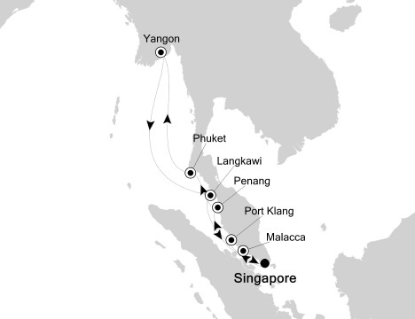 Cruises Around The World Silversea Silver Shadow December 8-20 2025 Singapore to Singapore