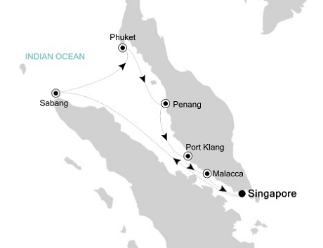 Cruises Around The World Silversea Silver Shadow February 6-13 2025 Singapore to Singapore