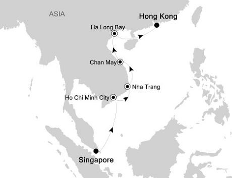 Cruises Around The World Silversea Silver Shadow January 19-28 2025 Singapore to Hong Kong