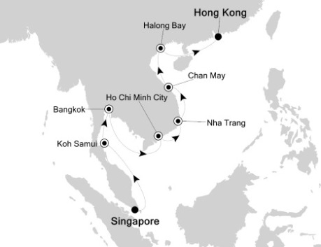 Cruises Around The World Silversea Silver Shadow March 22 April 5 2026 Singapore, Singapore to Hong Kong, China