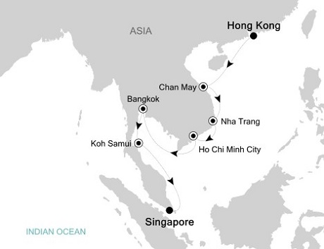 Cruises Around The World Silversea Silver Shadow November 26 December 8 2025 Hong Kong to Singapore
