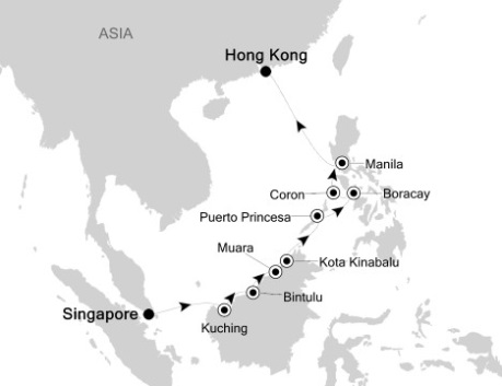 Cruises Around The World Silversea Silver Shadow October 22 November 3 2026 Singapore, Singapore to Hong Kong, China