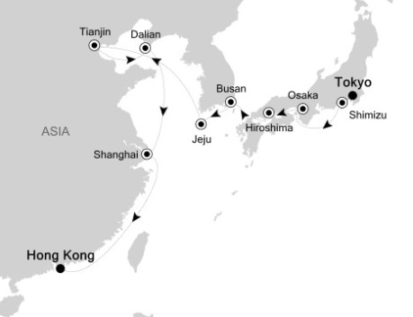 Cruises Around The World Silversea Silver Shadow September 22 October 8 2026 Tokyo, Japan to Hong Kong, China