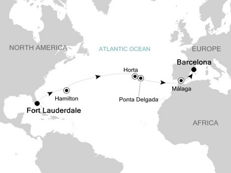 Cruises Around The World Silversea Silver Spirit April 11-26 2025 Fort Lauderdale, Florida to Barcelona