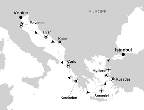 Cruises Around The World Silversea Silver Spirit August 12-22 2025 Venice to Istanbul