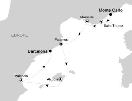 Luxury Cruises Just Silversea Silver Spirit August 2-9 2027 Monte Carlo, Monaco to Barcelona, Spain
