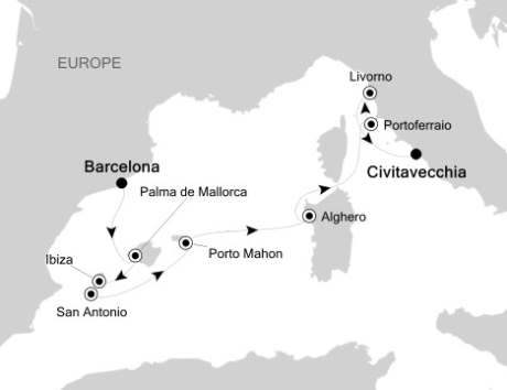 Luxury Cruises Just Silversea Silver Spirit August 9-18 2027 Barcelona, Spain to Civitavecchia, Italy